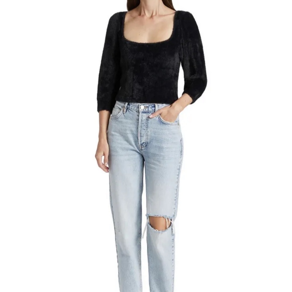 Free People Black Fuzzy Moonbeam Sweater Size Small Pullover - Picture 7 of 15